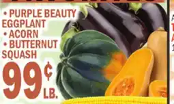 Bravo Supermarkets PURPLE BEAUTY EGGPLANT • ACORN • ACORN • BUTTERNUT • BUTTERNUT SQUASH offer