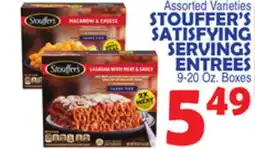 Bravo Supermarkets STOUFFER'S SATISFYING SERVINGS ENTREES offer