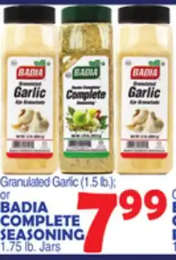 Bravo Supermarkets BADIA COMPLETE SEASONING 1.75 lb. Jars offer