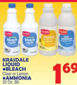 Bravo Supermarkets KRASDALE LIQUID BLEACH, AMMONIA offer