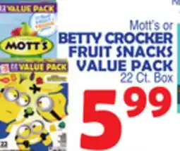 Bravo Supermarkets BETTY CROCKER FRUIT SNACKS VALUE PACK offer
