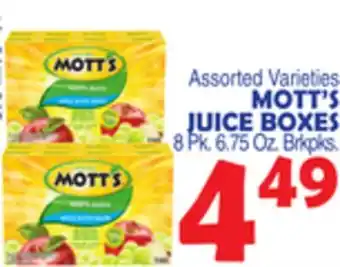 Bravo Supermarkets MOTT'S JUICE BOXES offer