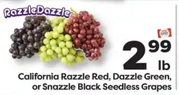 Weis Markets California Razzle Red, Dazzle Green, or Snazzle Black Seedless Grapes offer