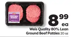 Weis Markets Weis Quality 80% Lean Ground Beef Patties offer