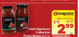 Weis Markets Weis Signature Collection Pasta Sauce offer