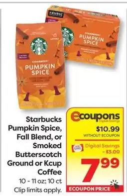 Weis Markets Starbucks Pumpkin Spice, Fall Blend, or Smoked Butterscotch Ground or Kcup Coffee offer