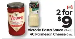 Weis Markets Victoria Pasta Sauce 24 oz 4C Parmesan Cheese 6 oz offer