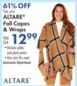 Boscov's ALTARE Fall Capes & Wraps offer