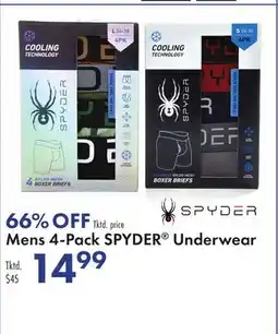 Boscov's Mens 4-Pack SPYDER Underwear offer