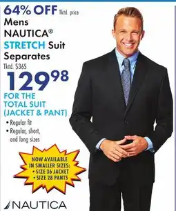 Boscov's Mens NAUTICA STRETCH Suit Separates offer