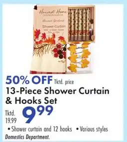 Boscov's 13-Piece Shower Curtain & Hooks Set offer