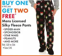 Boscov's Mens Licensed Silky Fleece Pants offer
