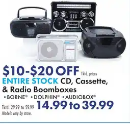 Boscov's ENTIRE STOCK CD, Cassette, & Radio Boomboxes offer