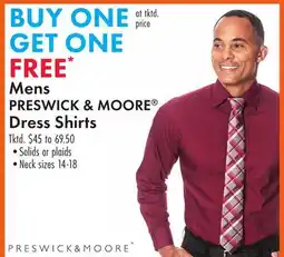 Boscov's Mens PRESWICK & MOORE Dress Shirts offer