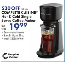 Boscov's COMPLETE CUISINE Hot & Cold Single Serve Coffee Maker offer