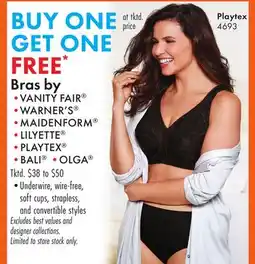 Boscov's Bras by VANITY FAIR , WARNER'S , MAIDENFORM , LILYETTE , PLAYTEX , BALI , OLGA offer