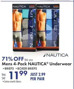 Boscov's Mens 4-Pack NAUTICA Underwear offer