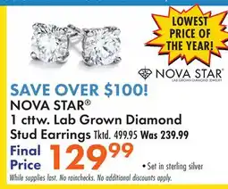 Boscov's NOVA STAR 1 cttw. Lab Grown Diamond Stud Earrings offer
