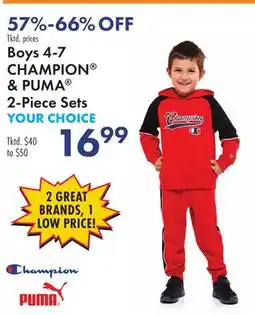 Boscov's Boys 4-7 CHAMPION & PUMA 2-Piece Sets offer