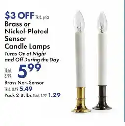 Boscov's Brass or Nickel-Plated Sensor Candle Lamps offer