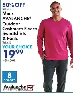 Boscov's Mens AVALANCHE Outdoor Cashmere Fleece Sweatshirts & Pants offer