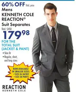 Boscov's Mens KENNETH COLE REACTION Suit Separates offer