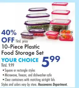 Boscov's 10-Piece Plastic Food Storage Set offer