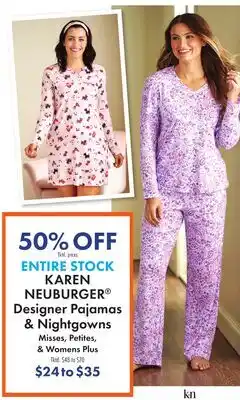 Boscov's ENTIRE STOCK KAREN NEUBURGER Designer Pajamas & Nightgowns offer