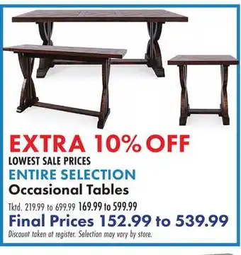 Boscov's ENTIRE SELECTION Occasional Tables offer