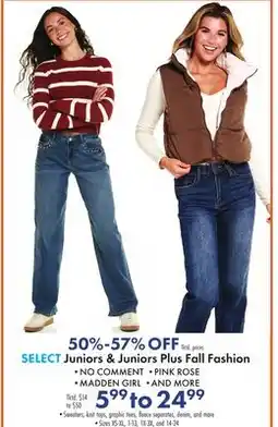 Boscov's SELECT Juniors & Juniors Plus Fall Fashion offer