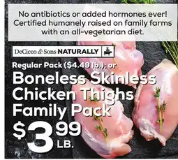 DeCicco & Sons Boneless Skinless Chicken Thighs Pack offer