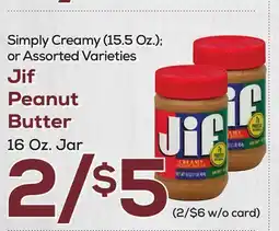 DeCicco & Sons Jif Peanut Butter 16 Oz. Jar offer