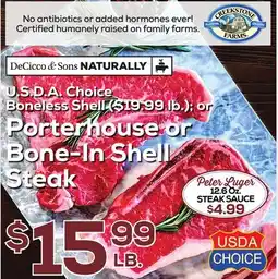 DeCicco & Sons DeCicco & Sons Naturally Porterhouse or Bone-In Shell Steak offer