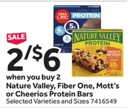 Stop&Shop Nature Valley, Fiber One, Mott's or Cheerios Protein Bars offer