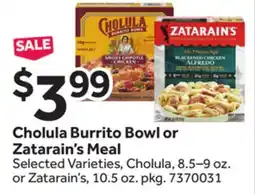 Stop&Shop Cholula Burrito Bowl or Zatarain's Meal offer