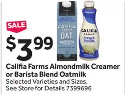 Stop&Shop Califia Farms Almondmilk Creamer or Barista Blend Oatmilk offer