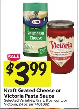 Stop&Shop Kraft Grated Cheese or Victoria Pasta Sauce offer
