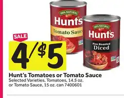 Stop&Shop Hunt's Tomatoes or Tomato Sauce offer