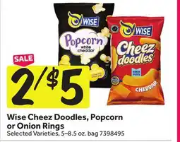 Stop&Shop Wise Cheez Doodles, Popcorn or Onion Rings offer