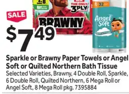Stop&Shop Sparkle or Brawny Paper Towels or Angel Soft or Quilted Northern Bath Tissue offer