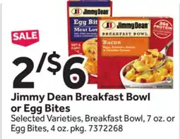 Stop&Shop Jimmy Dean Breakfast Bowl or Egg Bites offer