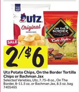Stop&Shop Utz Potato Chips, On the Border Tortilla Chips or Bachman Jax offer