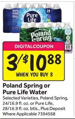 Stop&Shop Poland Spring or Pure Life Water offer