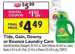 Stop&Shop Tide, Gain, Downy or Bounce Laundry Care offer