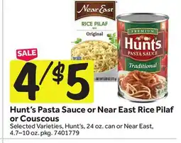 Stop&Shop Hunt's Pasta Sauce or Near East Rice Pilaf or Couscous offer