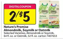 Stop&Shop Nature's Promise Almondmilk, Soymilk or Oatmilk offer