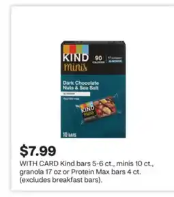 CVS Kind bars 5-6 ct., minis 10 ct., granola 17 oz or Protein Max bars 4 ct offer