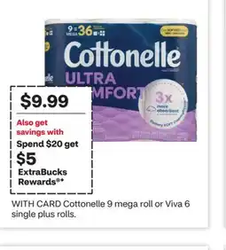 CVS Cottonelle 9 mega roll or Viva 6 single plus rolls offer