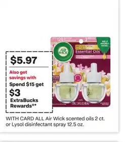 CVS ALL Air Wick scented oils 2 ct. or Lysol disinfectant spray 12.5 oz offer