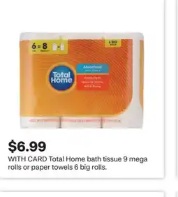 CVS Total Home bath tissue 9 mega rolls or paper towels 6 big rolls offer
